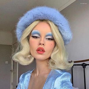 Berets Victcoco Fauxe Fur Bucket Hat для женщин зимняя плюшевая шапочка для рыбалки.