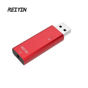 Разъемы Reiyin USB -аудио портативное DAC 192 кГц 24 -битная гарнитура Toslink Оптический вывод Внешняя звуковая карта.