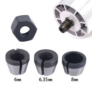 2 st/set 6mm/6.35mm/8mm Collet Chuck Adapter med mutter för gravering av trimmaskin Electric Router Milling Cutter Accessories