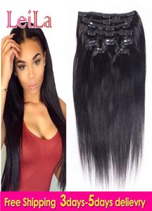 Indian Clip In Hair Extensions Straight Hair Unprocessed Human Weft Hair Weaves 7 Piecesset 70120g Clip In1956255