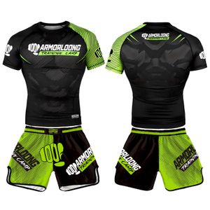 MMA Şort Boks Eğitim Kampı Yarışması Fitness Sports Üst Kısa Kollu Judo T-Shirt Seti Eğitim Muay Thai Özelleştirme