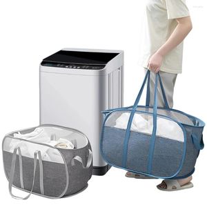 Laundry Bags Foldable Basket With Large Capacity Dirty Clothes Hamper Mesh Oxford Cloth Toys Storage Bag For Home Room