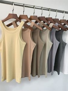 النساء o-necklessless tank top lady slim stud stest ship camis female flateg top 240326