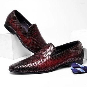 Sıradan Ayakkabı Siprikler Erkek Parlak Patent Patent Deri Düğün Partisi Ayakkabı Baskılı Python Loafers Gri Sarı Slipon Moccasin