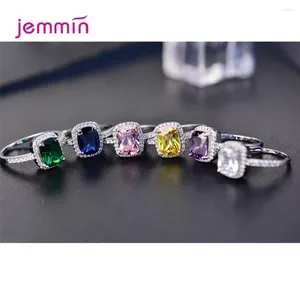 Cluster Rings S925 Silver Vintage Square Cubic Zirconia Shiny For Wedding Bride Engagement Party Finger Jewelry Accessories Anillos