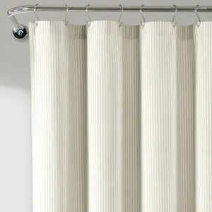 Shower Curtains Neutral Colors Farmhouse Vintage Striped Yarn Dyed Cotton Curtain (72"x72")