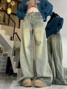 Женские джинсы Женщины вымыты Retro Do Old Design American Style Youth High Taist Street Wear Shape Fashion Spring осенняя брюки для мытья