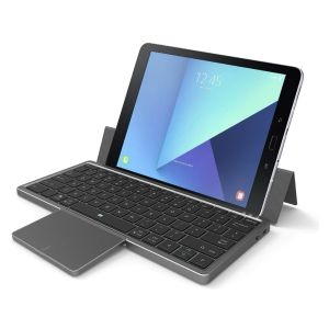 Klawiatury 78 Klawisze Bezprzewodowa klawiatura tabletu Bluetooth z dużym touchpadem z PU Case Stand for Windows Android iOS iPad iPad iPhone BT5.2