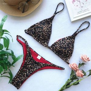 Women Swimwear Women Summer Bikini Zestaw Bikinis Sexy Animal Leopard nadrukowany bandaż wyściełany stanik kąpielowy kostium kąpielowy Kanały Burburniness HM1V