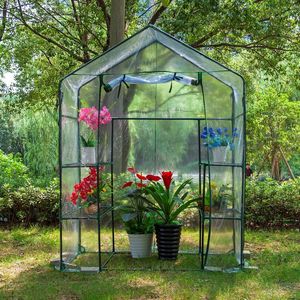 Galpão de jardim de calor de Vokanda Solar, casa de vinil, mini estufa para plantio ao ar livre, cobertura de tenda de vegetais de semente com estrutura de estrutura