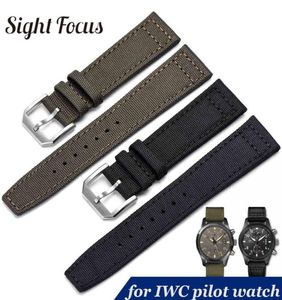 20mm 21mm 22mm Nylon Canvas Fabric Watch Band For Iwc Pilot Spitfire Timezone Top Gun Strap Green Black Belts Wristwatch Straps Y13780666