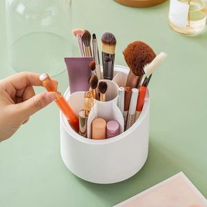 Storage Boxes Makeup Box Rotary Dust-proof Brush Cylinder Dresser Desk Lipstick Eye Shadow Pen Container Ba