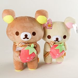 Kawaii rilakkuma plysch leksaker jordgubbe nallebjörn fylld docka plyschar söta djur kawaii rum dekor födelsedag present till barn