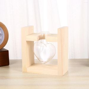 Vases Heart Shape Glass Vase Hydroponic Terrarium Planter With Wooden Stand For Indoor Home Office Wedding Flower Bottle