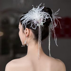 Feather Hairband Tiaras Wedding Hair Accessoreis For Women Rhinestone Silver Color Headband Fairy Girl Party Bridal Hair Jewelry