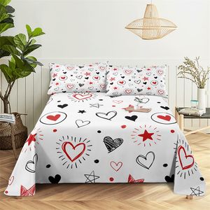 Forma dell'amore 0.9/1.2/1.5/1.8/2.0M Digital Stamping Polyester Letto piatto con letti a cuscino