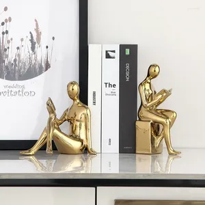 Decorative Figurines Ceramic Lady-Shaped Statue Book Holder Bookstore Modern Living Room Office Desktop Decor Bookshelf High-end Wine