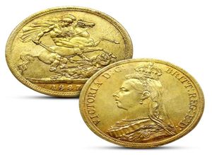 18871900 Victoria Sovereign Coins 14pcsset 38 мм небольшой золотой сувенирной монеты Коллективная памятная монета Новое прибытие5538774
