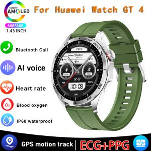 Zegarki 2023NEW ECG+PPG AMOLED STRONAT SMART WATM Bluetooth Call Player Man Watch Sport Waterproof Smartwatch dla Huawei Watch GT4