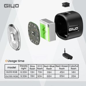 Giyo 7 kolorów cykliczne tylne światło MTB Rower Smart Hamure Sensing IP66 Wodoodporny LED USB ładunek rowerowy lampa lampa lampa błyskowa