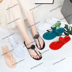 2024 Top Brand Luxury Designer tofflor Flower Metal Buckle Logo Women Thong Slides Jelly Shoes Slipper Summer Flip Flops Beach Sandals Flats Ladies Rubber Sneakers