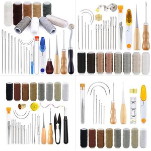 Leather Craft Sewing Kit Waxed Thread Hand Quilting Needles Sewing Awl for Beginner Leather Upholstery Repair, Stitching, Sewing