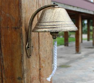 Cast Iron Welcome Dinner Bell Bronze Large Wall Mount Hanging Decor Doorbell Big Farm Ranch Patio Garden Gate Doard Door Vintage OR3642774