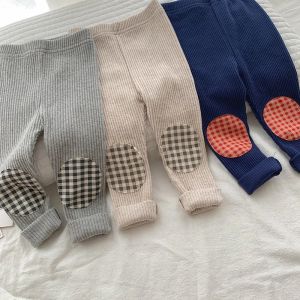 Calças moda moda leis com nervuras de bebê patch calça de remendo de outono infantil meninos pp calças algodão calça calça as garotas confortáveis perneiras