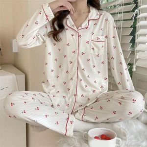 Roupas domésticas mulheres pijama define a manga longa usam aconchegante desenho animado impressão de inverno feminino com pescoço V de peito único para roupas caseiras