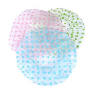 Yellow Pink Blue Adult Shower Cap Plastic Waterproof Reusable Hair Bath Hat Shower Care