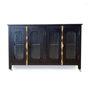 Decorative Plates American-Style Solid Wood Storage Cabinet Mid-Ancient Glass Nordic Villa Locker Entrance