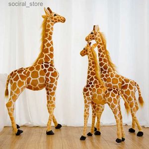 Фаршированные плюшевые животные гигантские реалистичные жирафы плюшевые игрушки высококачественные фаршированные реальные животные куклы кукол мягкие дети детские детские подарки декор L411
