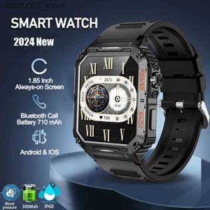 손목 시계 2024 New Mens 지능형 블루투스 헤드웨어 HD Bluetooth 통화 서비스 야외 스포츠 IP68 방수 안드로이드 iOS