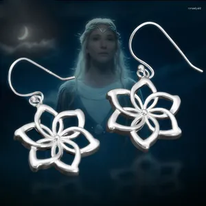 Brincos Dangle 925 Sterling Silver Lotr Galadriel Flor Ear Rings Studes para mulheres Jóias Cosplay Props Gifes de casamento