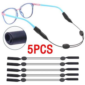 Eyeglasses chains 25/30/35/40cm black elastic silicone glasses with sunglasses chain sport anti slip string glasses rope clip C240411