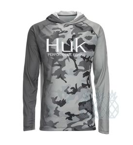 Outdoor Shirts HUK Fishing Shirt Summer UPF50 Performance T Shirt Hood Long Sleeve Fishing Hiking Breathable Fishing Clothing Cami6155701