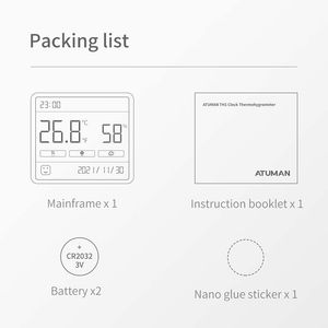 Duka Atuman LCD Elektronisk digital temperaturfuktighet Mätare Klocka inomhus utomhus termometer Hygrometer vädersensor