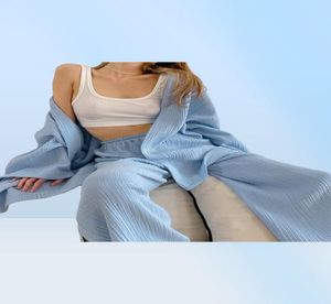 Rahat Gevşek Tapınak Tekstil Kadınlar Sonbahar Kış Pijamaları Seksi v Boyun Sleepwears bayanlar saf pamuklu yumuşak gecelik 5125257