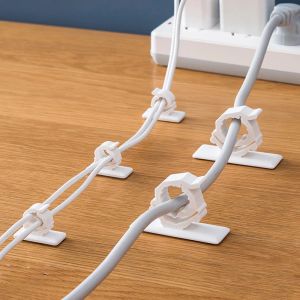 4/8Pcs Plastic Cable Organizer Clips Self-Adhesive Cable Clamp Home Office Desktop Cord Management Fixed Holder Data Wire Winder