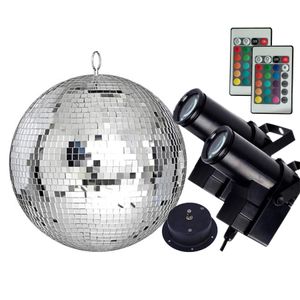 DIA15 cm 25 cm 30 cm Reflexionglasspiegel Disco -Ball mit RGB Strahlstichschwankung Lampe Home Party Nachtclub Hochzeit Disco Bühne Licht