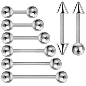 2 pezzi di anelli per piercing per capezzoli per capezzoli industriali Kit Gioielli per il corpo per donne Orecchini auricolari ad anello in acciaio inossidabile.