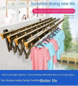 Hangers Extendable Articulated Wall Drying Rack Clothesline Balcony Outdoor Mount Folding Clothes With Retractable