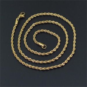 18k Real Gold Plated rostfritt stål repkedjhalsband för män Guldkedjor Fashion Jewelry Gift AB122