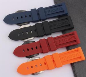 İzle Bantlar En Kalite 24mm Siyah Kırmızı Turuncu Su Geçirmez Silikon Kauçuk İzleme Bandı Bant Strap için Pam Logo214S8243735