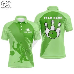 Bowling Polo Shirt for Men Custom 3D Bowling Jersey Shirt da bowling Team Shirt Shirt 3D Shirt di polo stampati uomini Tees