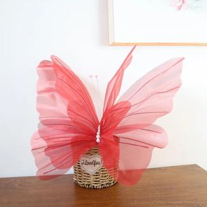 Party Decoration 2pcs Simulated Colorful Silk Screen Butterfly Living Room Decor Wedding Accessories Pographic Props Decorative