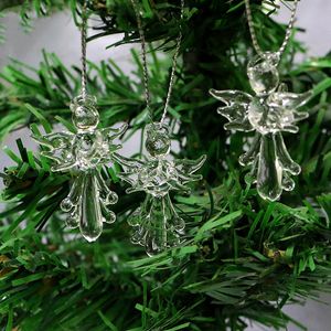 3pcs niedlich klarer Murano Glass Engel Mini Figur anheigendes Weihnachtsbaum -Dekor -Versorgung Frau Schmuck Halskette Making Accessoires