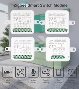 Zigbee Mini Smart Switch Relé Módulo 1/2/3/4ch Controle de 2 Way para Smart Home App Controle remoto funciona com Alexa Google Home