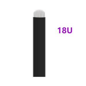 100pcs nano preto 0,18mm lamina u forma 9 12 14 16u 18u A agulhas de microblading para maquiagem permanente lâminas manuais de sobrancelha manual