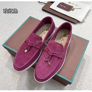 LP Designer Dress Shoes PIANO Womens Mens Suede Loafers Summer Walk Charms Suede Loafers Moccasins Genuine Leather Unisex Luxury Work Office Shoe Y6